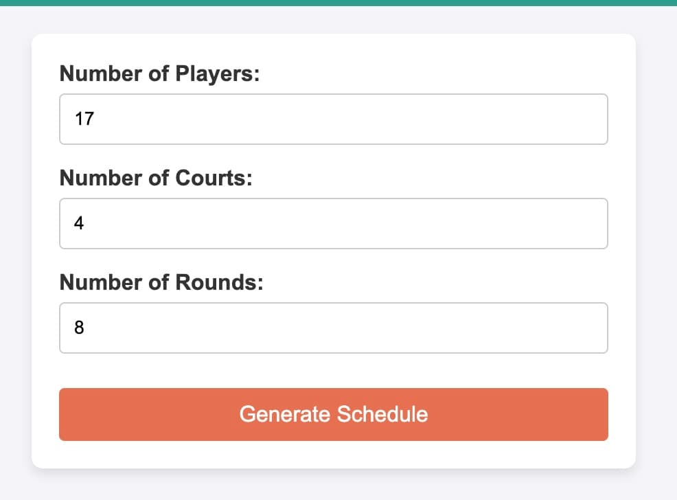 Round Robin Schedule Generator (Printable)